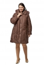 Женское пальто из текстиля с капюшоном, отделка песец 8010234-2