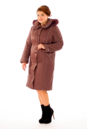 Женское пальто из текстиля с капюшоном, отделка песец 8010432-2