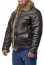 Мужская кожаная куртка из натуральной кожи на меху с воротником, отделка енот 8014371-2