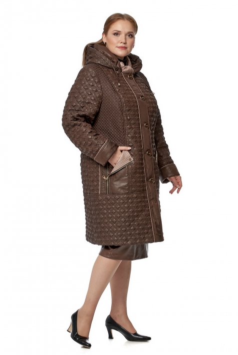 Женское пальто из текстиля с капюшоном 8019806