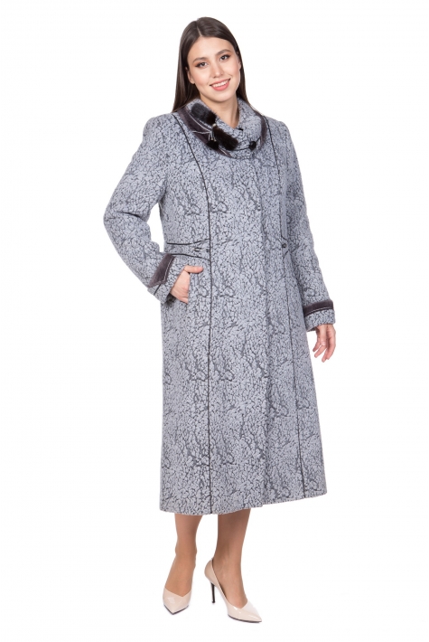 Женское пальто из текстиля с воротником 8021772