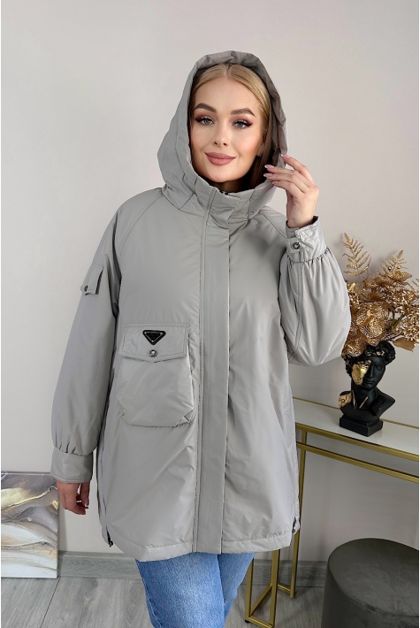 Женское пальто из текстиля с капюшоном 8024103